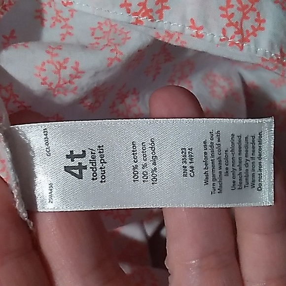 Carters Girls 4T top in orangie pink & off white - Picture 6 of 7